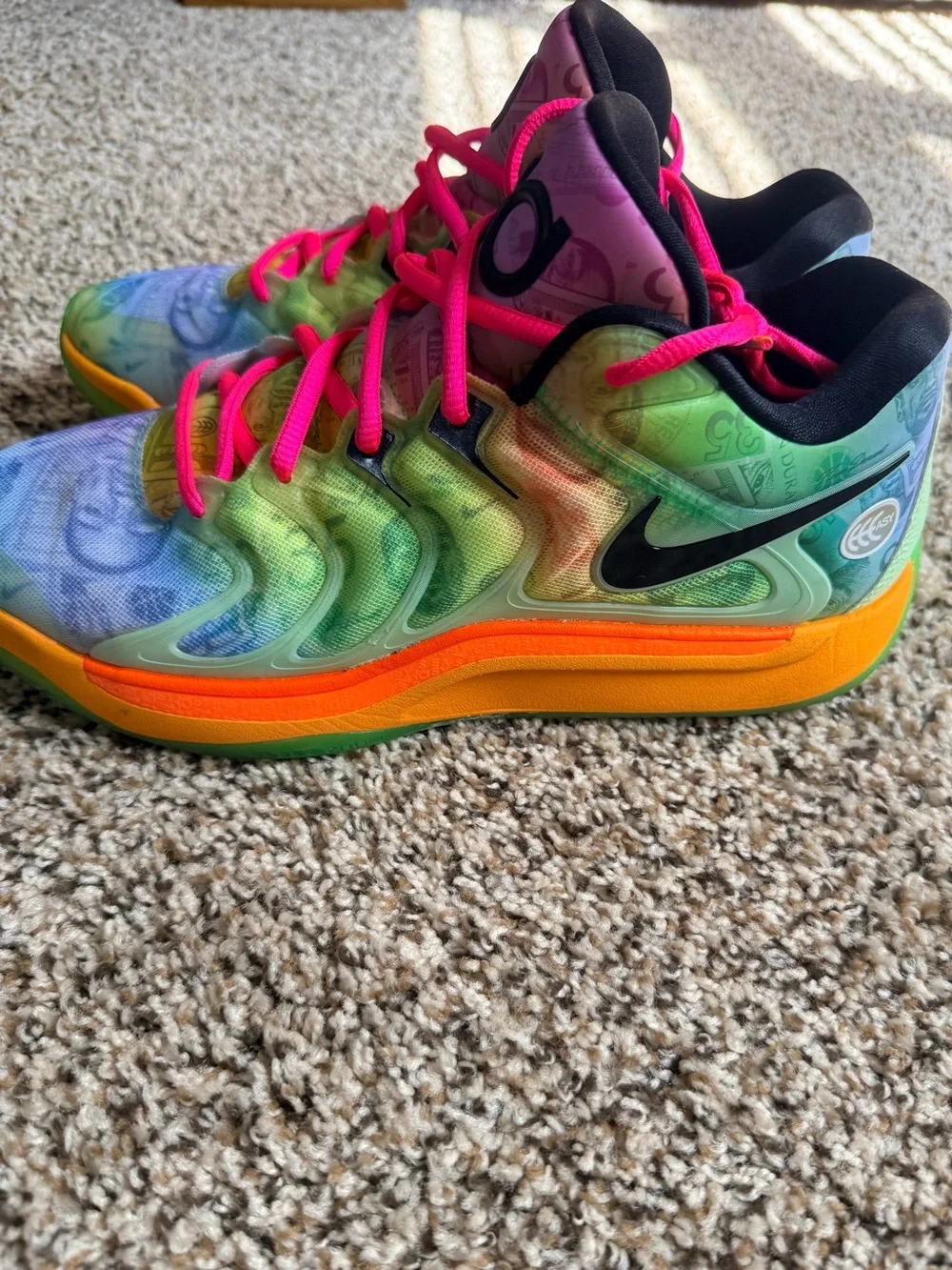 Nike KD 17 Easy Money Colorway - Basketball Sneakers - Pink, Green, Orange, Blue